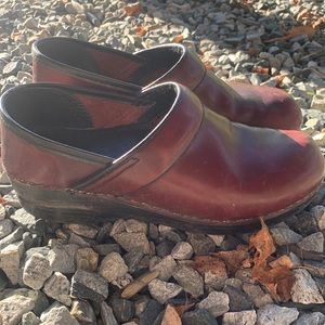 Red Leather Danskos s37